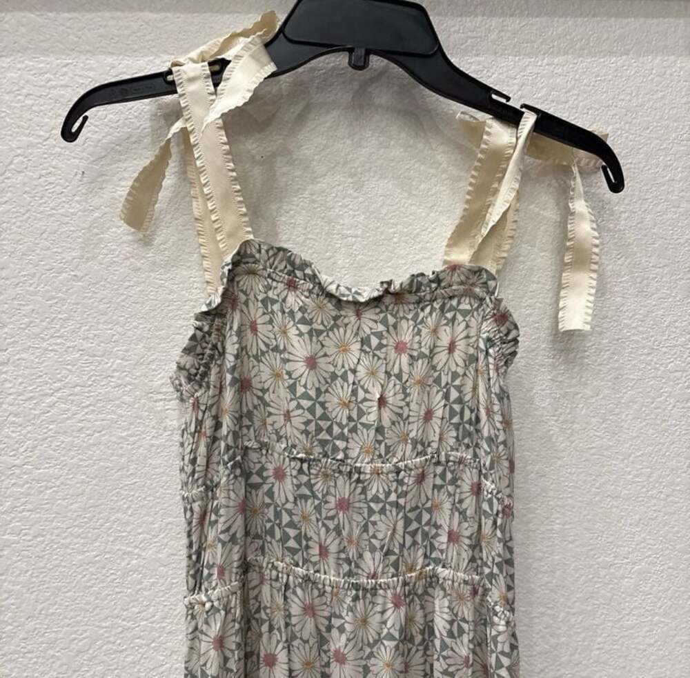 Lily Rose Floral Print Smocked Tie Strap Maxi Dress Sz Small